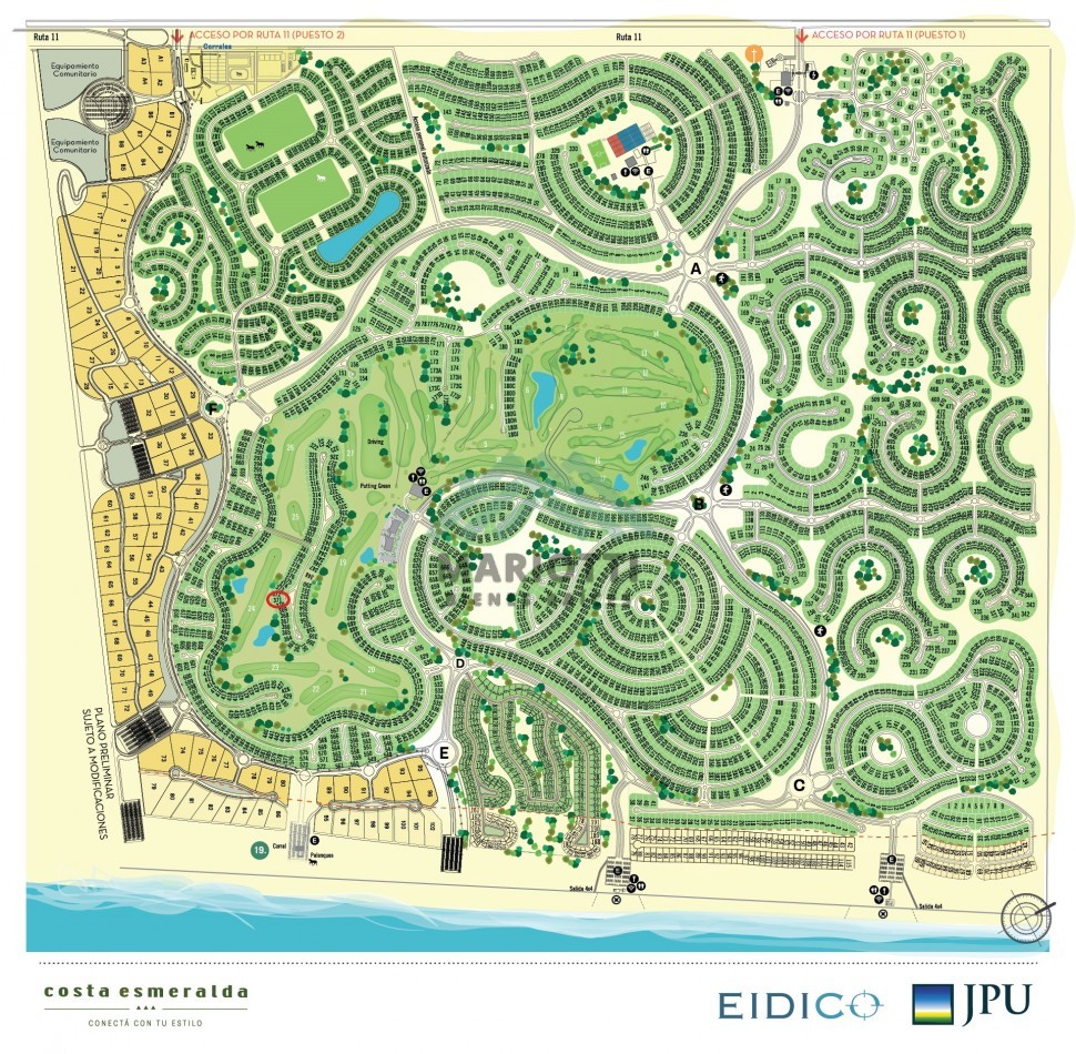 EN VENTA - COSTA ESMERALDA - LOTE BARRIO GOLF 2 - 1.530M2 CON FONDO DE 41M LINEALES DE VISTA AL GOLF